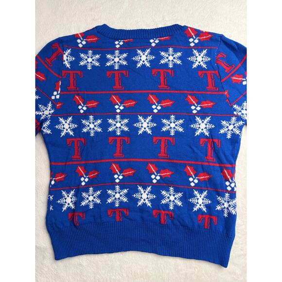 Forever Collectibles MLB Women’s Large Texas Rangers Christmas Sweater NWTs - Picture 2 of 3